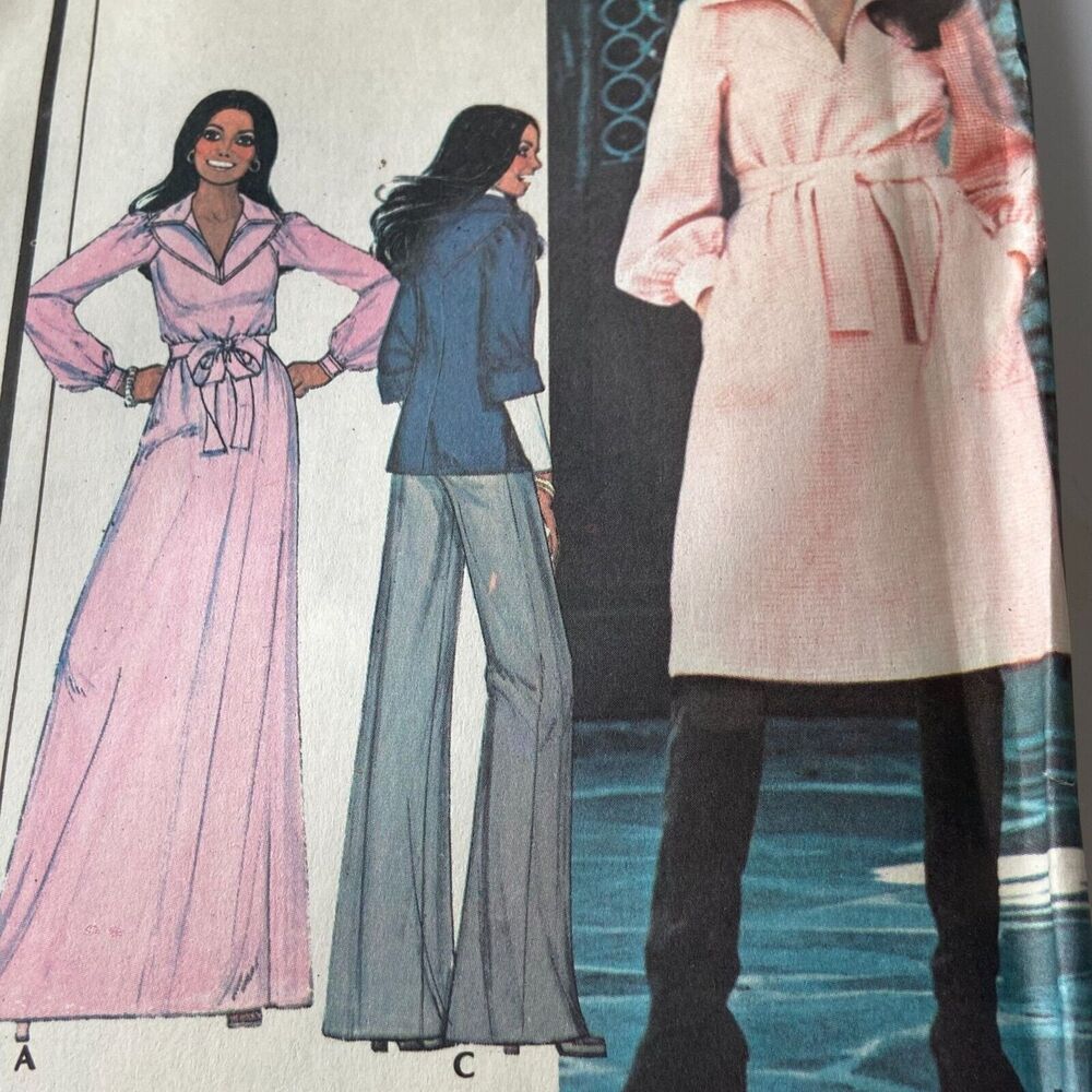 Vtg McCalls 5170 Dress Top Pattern 16 Miss Pullover Dagger Collar Long Modest